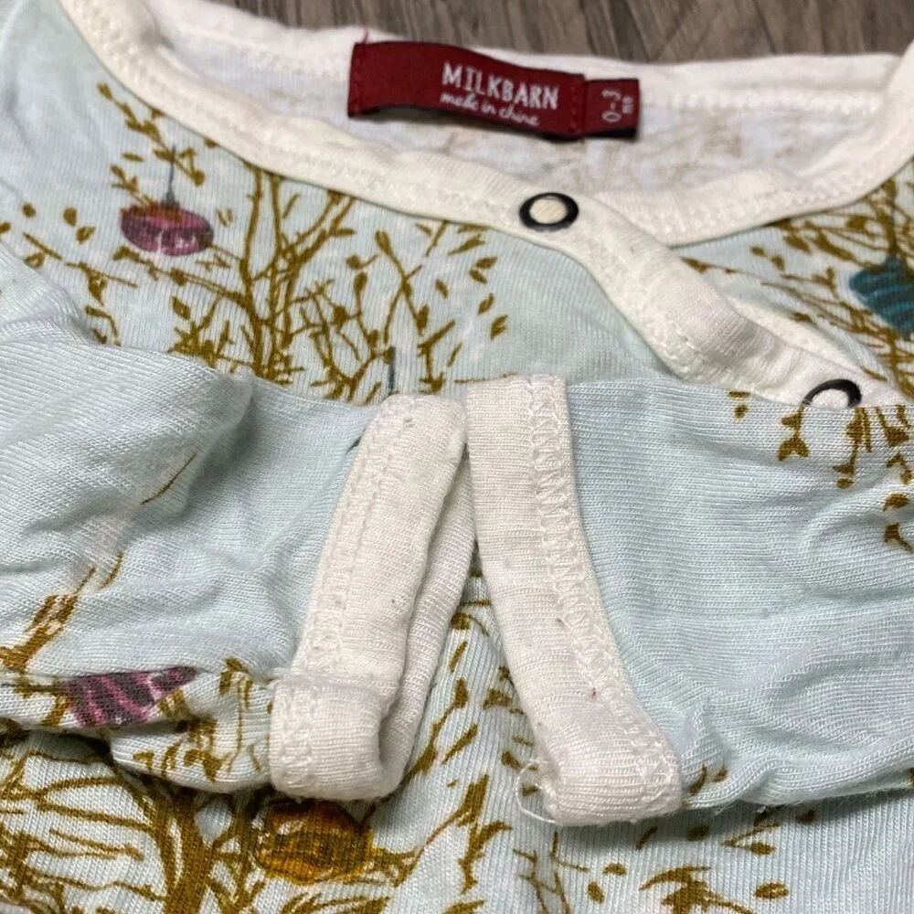 Milk Barn one piece baby romper footed‎ snap Christmas ornament holiday 0-3 girl